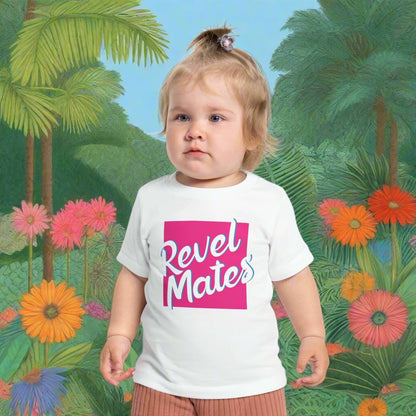 Unisex Infant Fine Jersey T-Shirt | 6M-24M | Fuchsia & White RevelMates Square Design | 4 colors