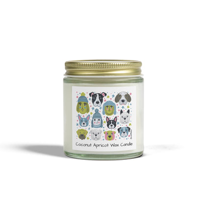 Coconut Apricot Wax Scented Candles (4oz, 9oz) | Winter Doggies Design | 2 colors | 9 scents