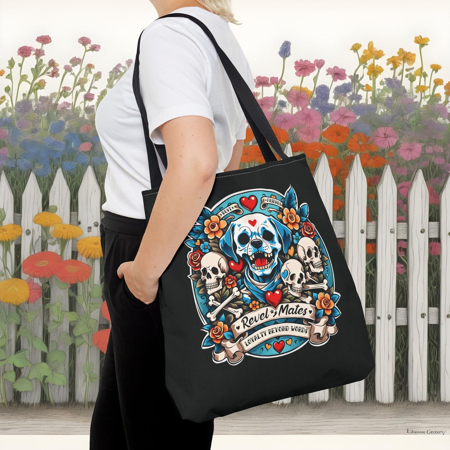 Tote Bag | All Over Print Bag | Dog Skull Tattoo Design