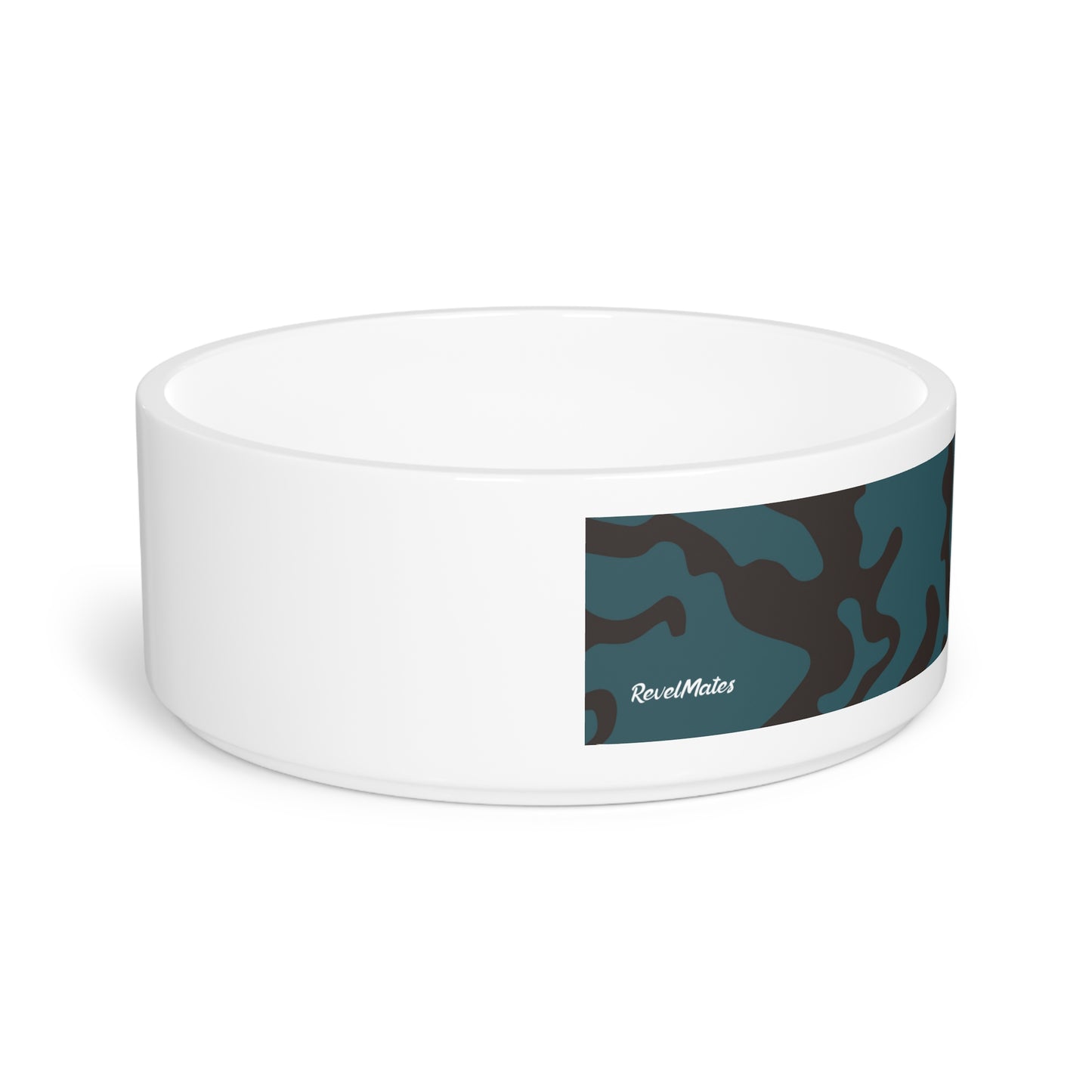 Pet Bowl 16oz (473ml) | Camouflage Turquoise & Brown Design