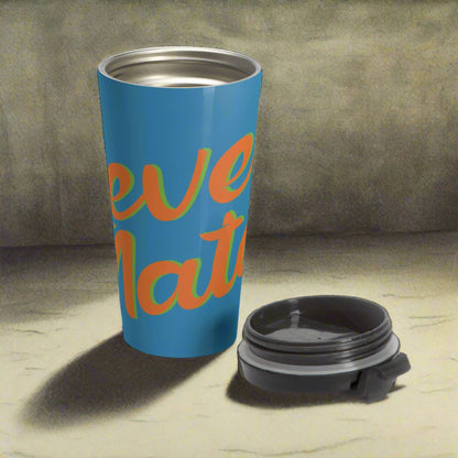 Stainless Steel Travel Mug With Cup 15oz (440ml)| Blue & Orange RevelMates Design