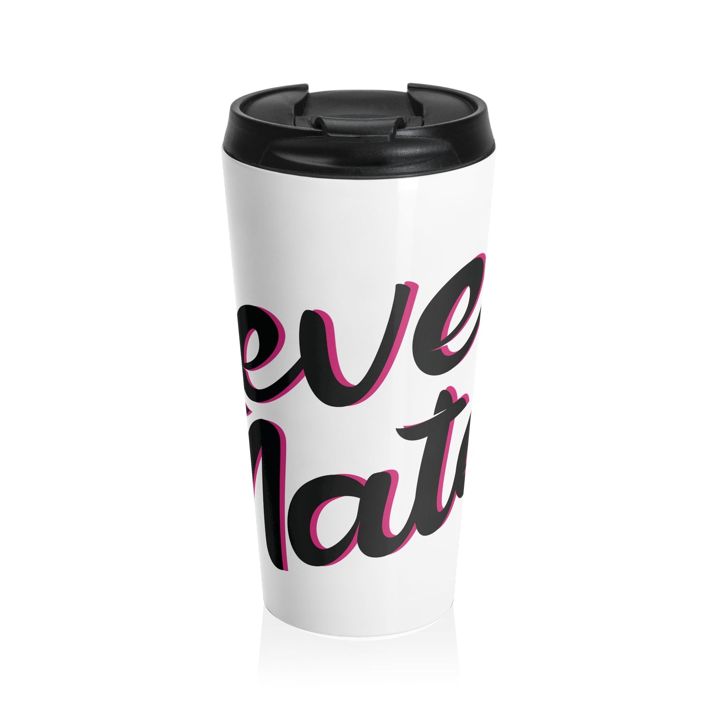 Stainless Steel Travel Mug With Cup 15oz (440ml)| White & Black RevelMates Design