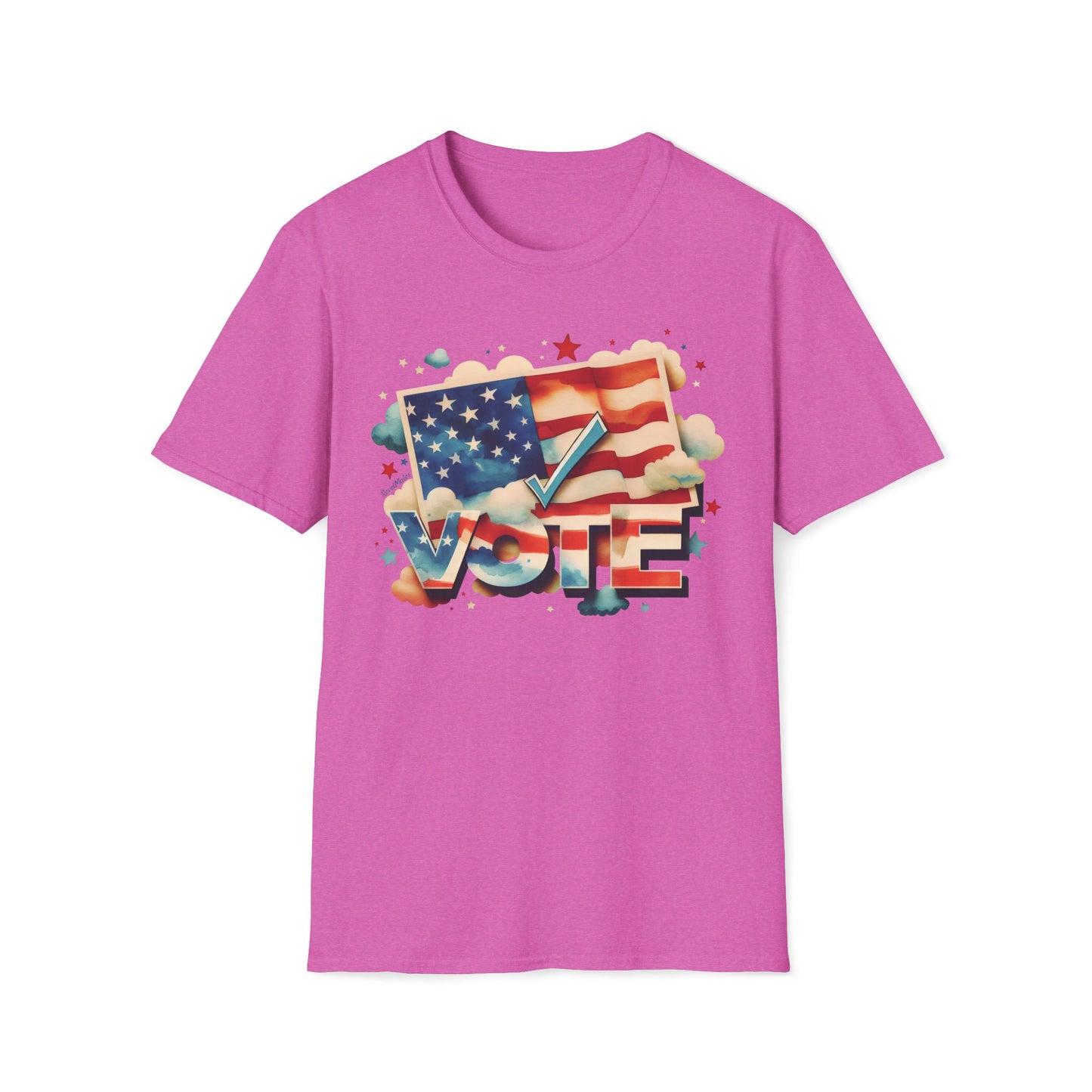 Unisex Softstyle T-Shirt | Heather and Antique Colors | VOTE Watercolor Design | US Elections | 16 colors