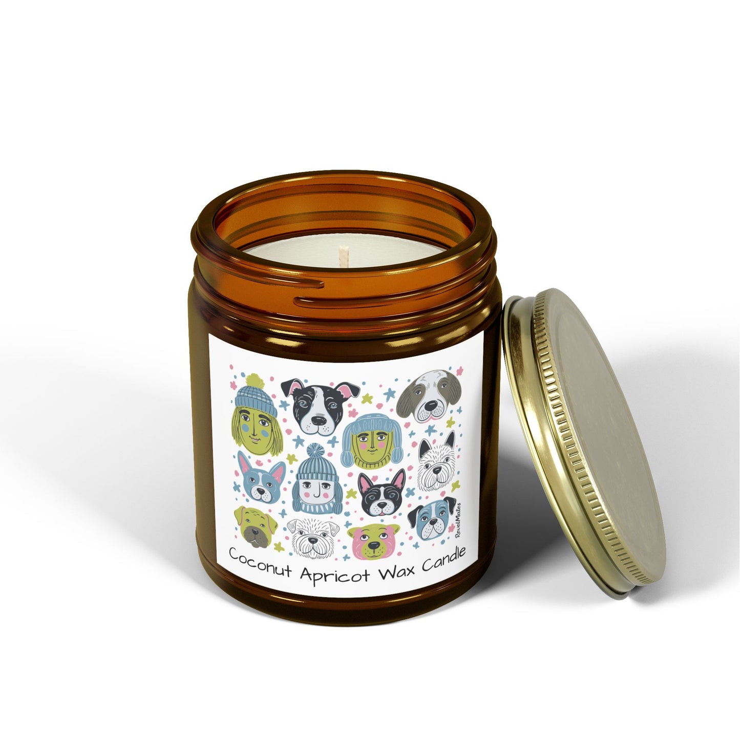 Coconut Apricot Wax Scented Candles (4oz, 9oz) | Winter Doggies Design | 2 colors | 9 scents