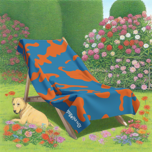 Beach Towel | All Over Print Towel | Camouflage Blue & Orange Design