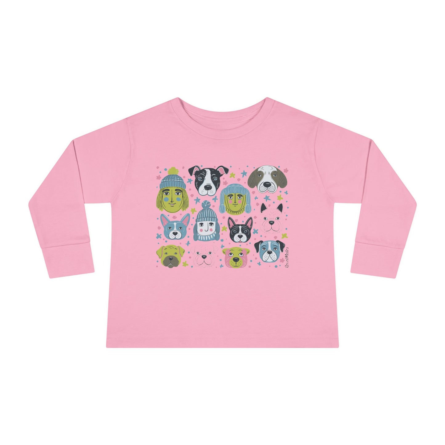 Toddler Unisex Long Sleeve T-Shirt | Winter Doggies Design | 4 colors