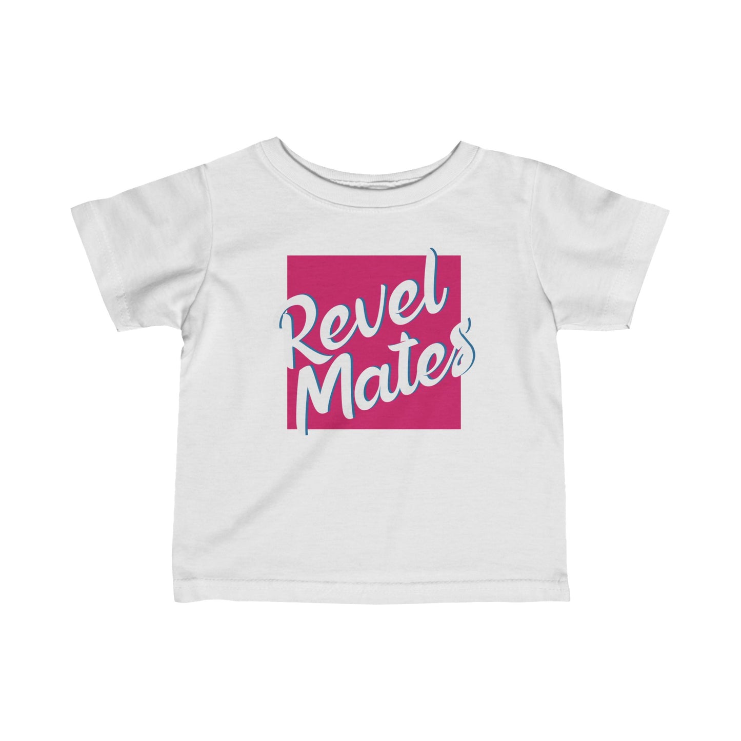 Unisex Infant Fine Jersey T-Shirt | 6M-24M | Fuchsia & White RevelMates Square Design | 4 colors