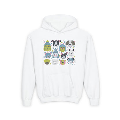 Youth Unisex Heavy Blend Hoodie | Winter Doggies Design | 7 colors