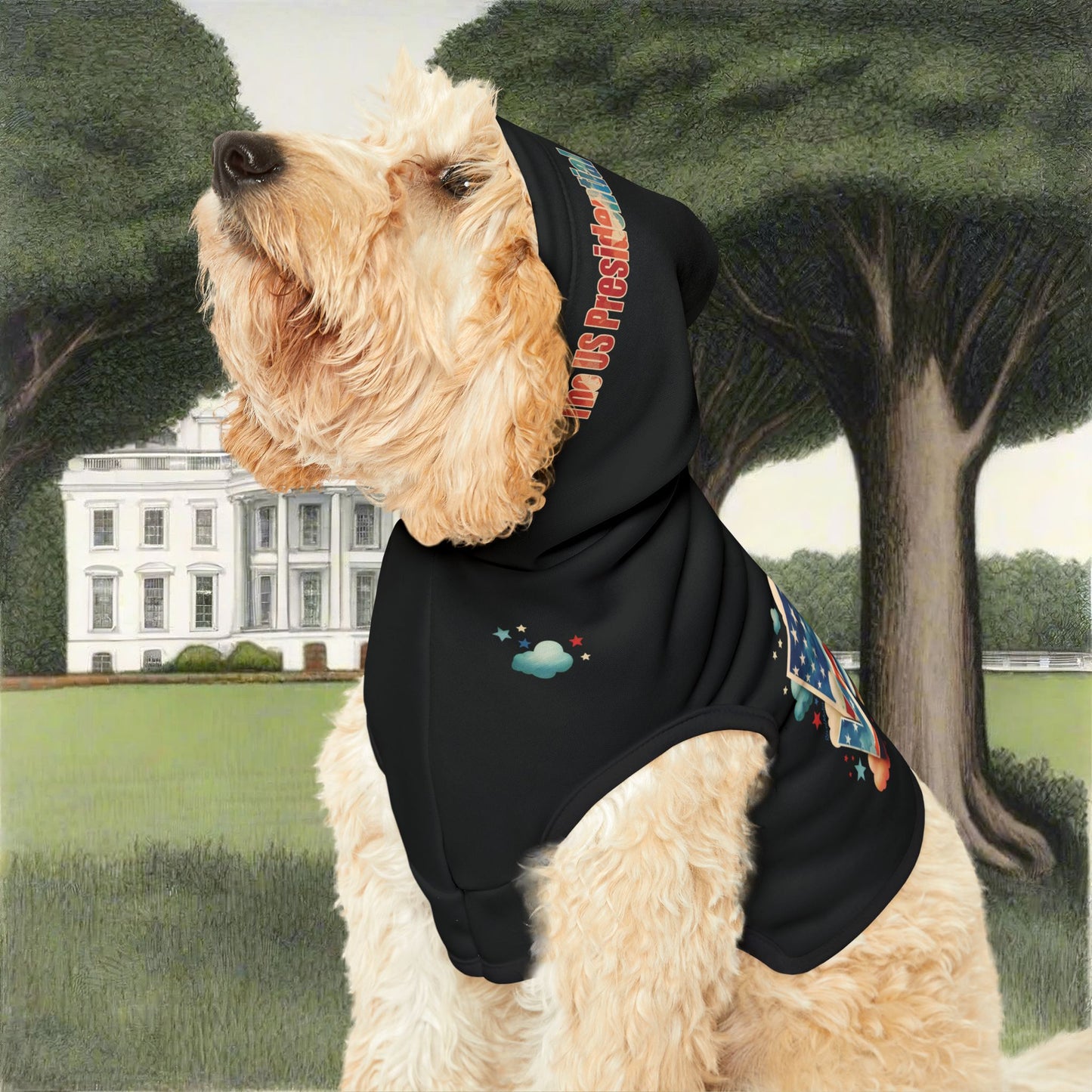 Pet Hoodie | for Dogs and Cats | VOTE Watercolor Design | US Elections | 2 colors