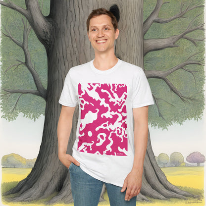 Unisex Softstyle T-Shirt | Camouflage Fuchsia & White Design