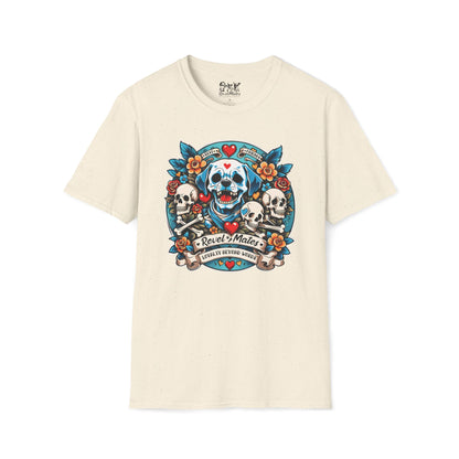 Unisex Softstyle T-Shirt | Solid Colors | Dog Skull Tattoo Design | 15 colors