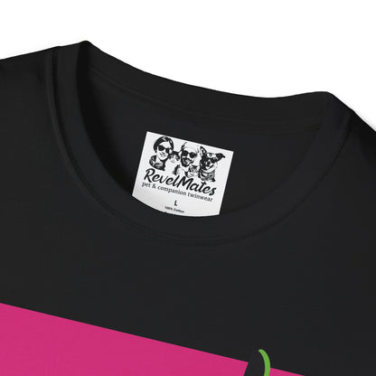 Unisex Softstyle T-Shirt | Fuchsia & Black RevelMates Square Design | 4 colors