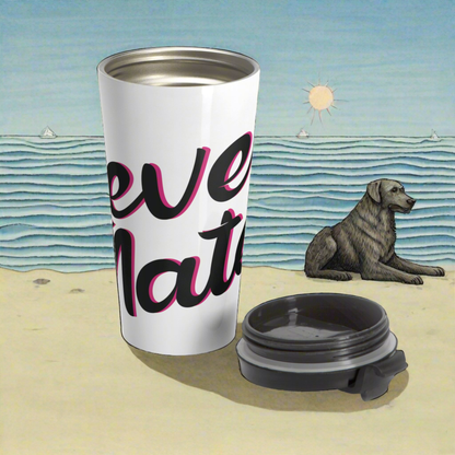 Stainless Steel Travel Mug With Cup 15oz (440ml)| White & Black RevelMates Design