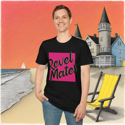 Unisex Softstyle T-Shirt | Fuchsia & Black RevelMates Square Design | 4 colors