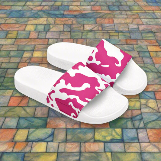 Women's Removable Strap Sandals | Camouflage Fuchsia & White Design