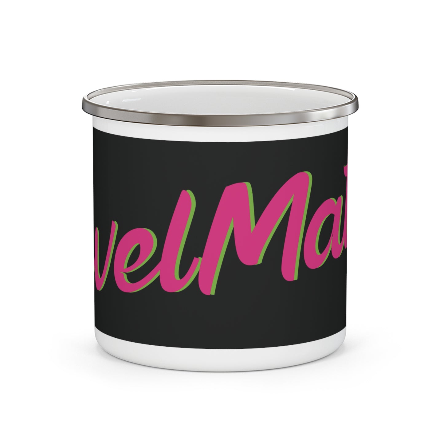 Enamel Camping Mug 12oz (350ml) | Black & Fuchsia RevelMates Design