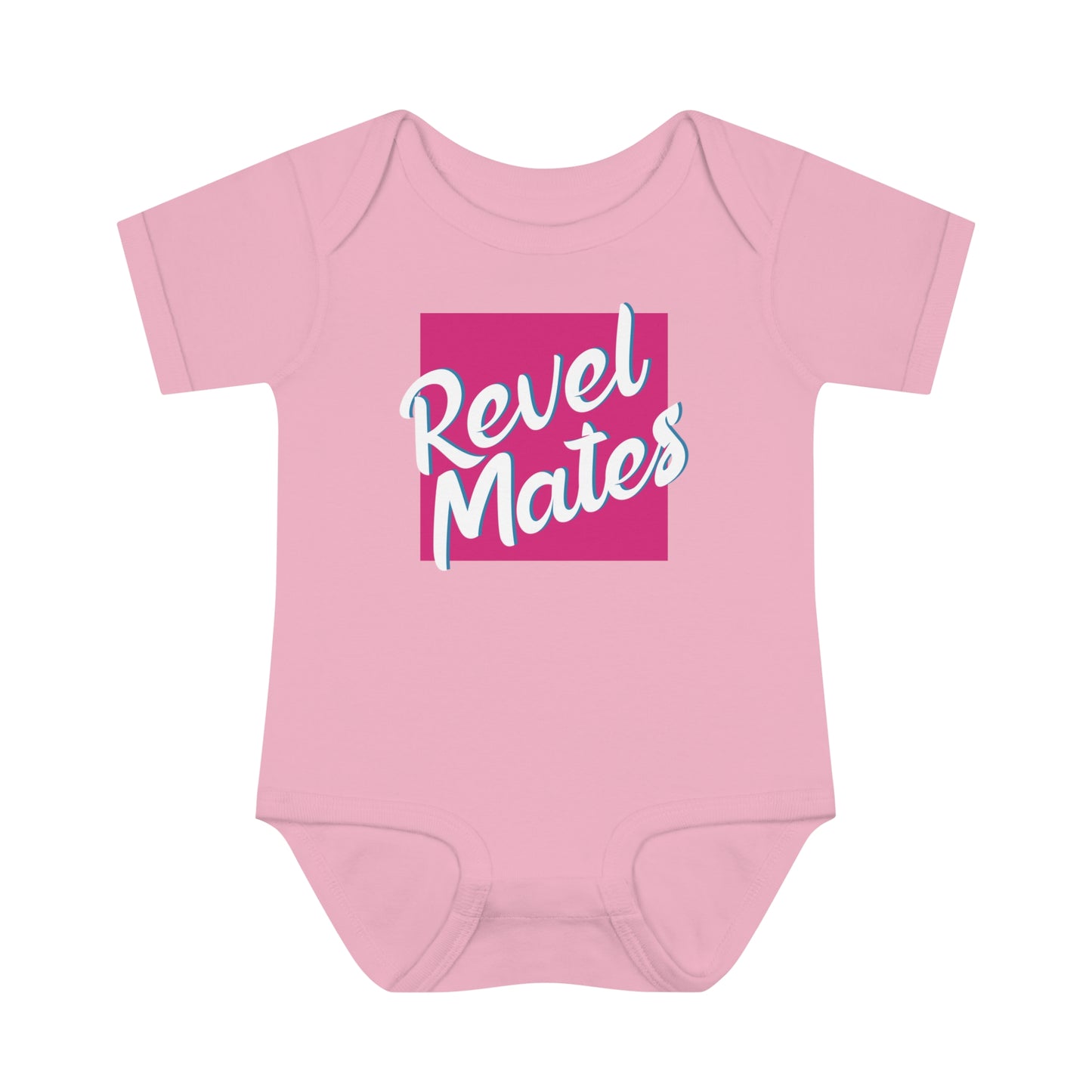 Infant Unisex Baby Rib Bodysuit | NB-24M | Fuchsia & White RevelMates Square Design | 4 colors