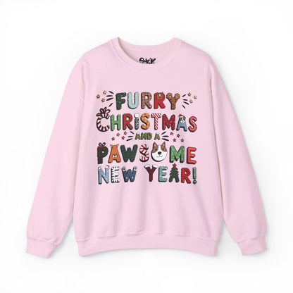 Unisex Heavy Blend™ Crewneck Sweatshirt | Solid Colors | Furry Christmas Design | 15 colors