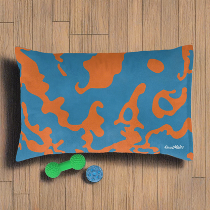Pet Bed | for Dogs, Cats and all beloved Pets | Camouflage Blue & Orange Design