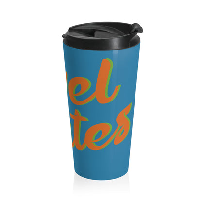 Stainless Steel Travel Mug With Cup 15oz (440ml)| Blue & Orange RevelMates Design