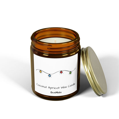 Coconut Apricot Wax Scented Candles (4oz, 9oz) | Christmas Lights Design | 2 colors | 9 scents