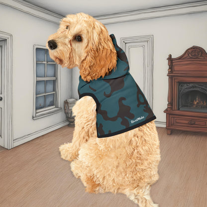 Pet Hoodie | for Dogs and Cats | Camouflage Turquoise & Brown Design