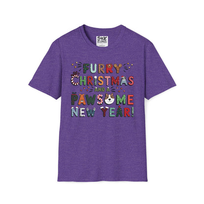 Unisex Softstyle T-Shirt | Heather and Antique Colors | Furry Christmas Design | 15 colors