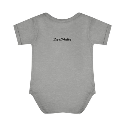 Unisex Infant Baby Rib Bodysuit | NB-24M | Black & White RevelMates Square Design | 4 colors