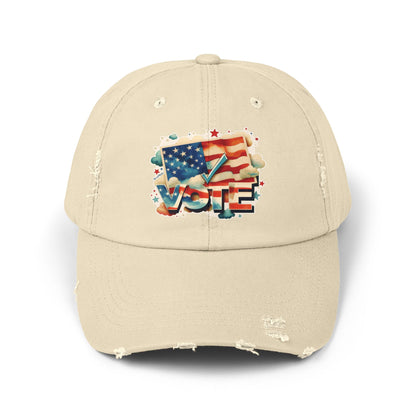 Unisex Distressed Cap | VOTE Watercolor Design | US Elections | 8 colors