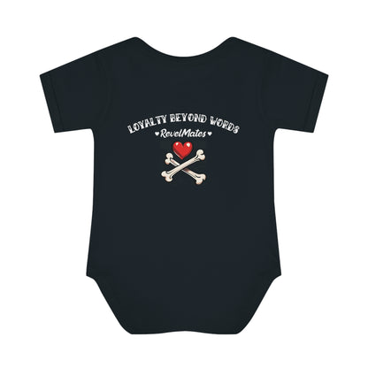 Infant Unisex Baby Rib Bodysuit | NB-24M | Dog Skull Tattoo Design | 4 colors