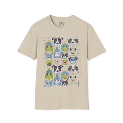 Unisex Softstyle T-Shirt | Winter Doggies Design | 15 colors