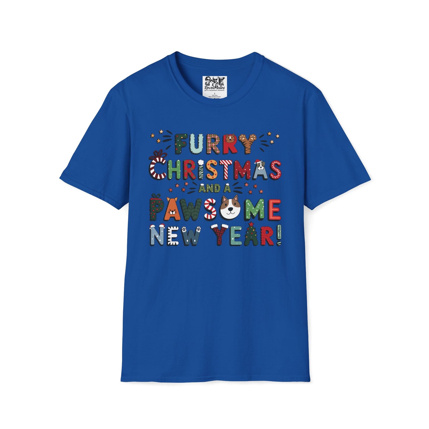 Unisex Softstyle T-Shirt | Solid Colors V.2 | Furry Christmas Design | 15 colors