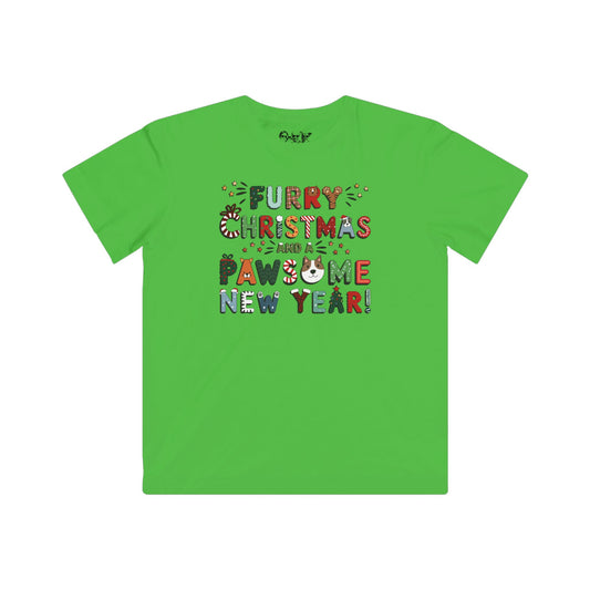 Youth Unisex Lightweight Fine Jersey T-Shirt | Furry Christmas Design| 13 colors