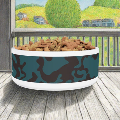 Pet Bowl 16oz (473ml) | Camouflage Turquoise & Brown Design