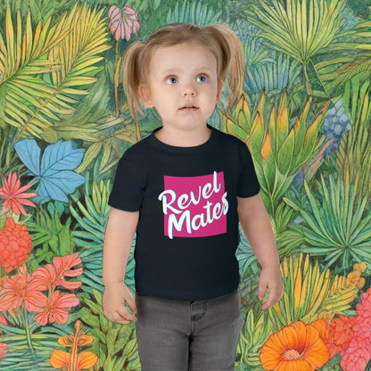 Unisex Infant Fine Jersey T-Shirt | 6M-24M | Fuchsia & White RevelMates Square Design | 4 colors