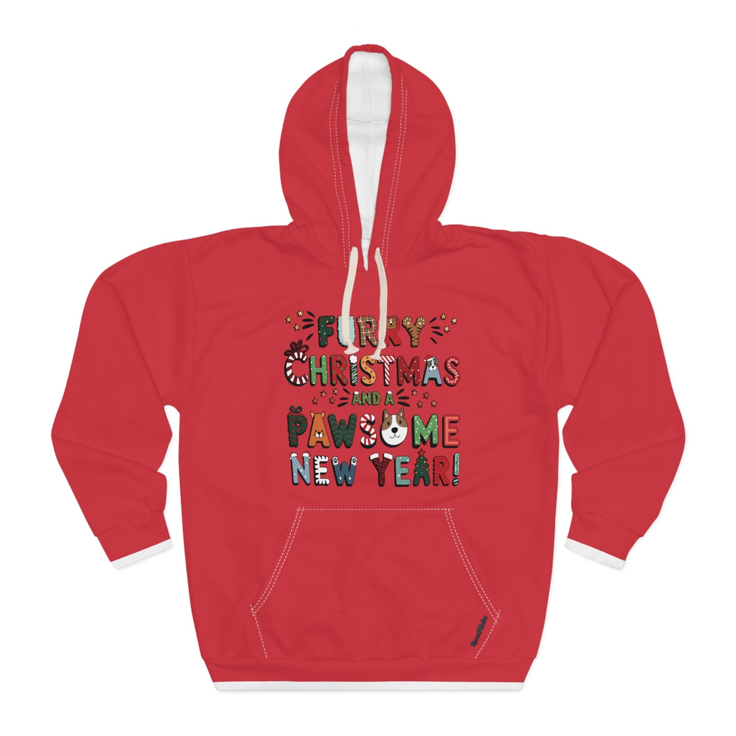 Unisex Cut & Sew Pullover Hoodie | All Over Print Hoodie | Furry Christmas Design | 8 colors