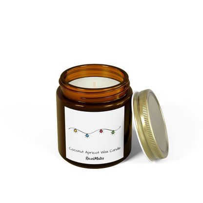 Coconut Apricot Wax Scented Candles (4oz, 9oz) | Christmas Lights Design | 2 colors | 9 scents