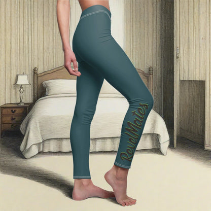 Women's Cut & Sew Casual Leggings | Turquoise & Brown RevelMates Design