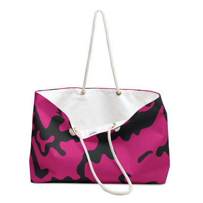 Weekender Beach Bag | All Over Print Bag | Camouflage Fuchsia & Black Design