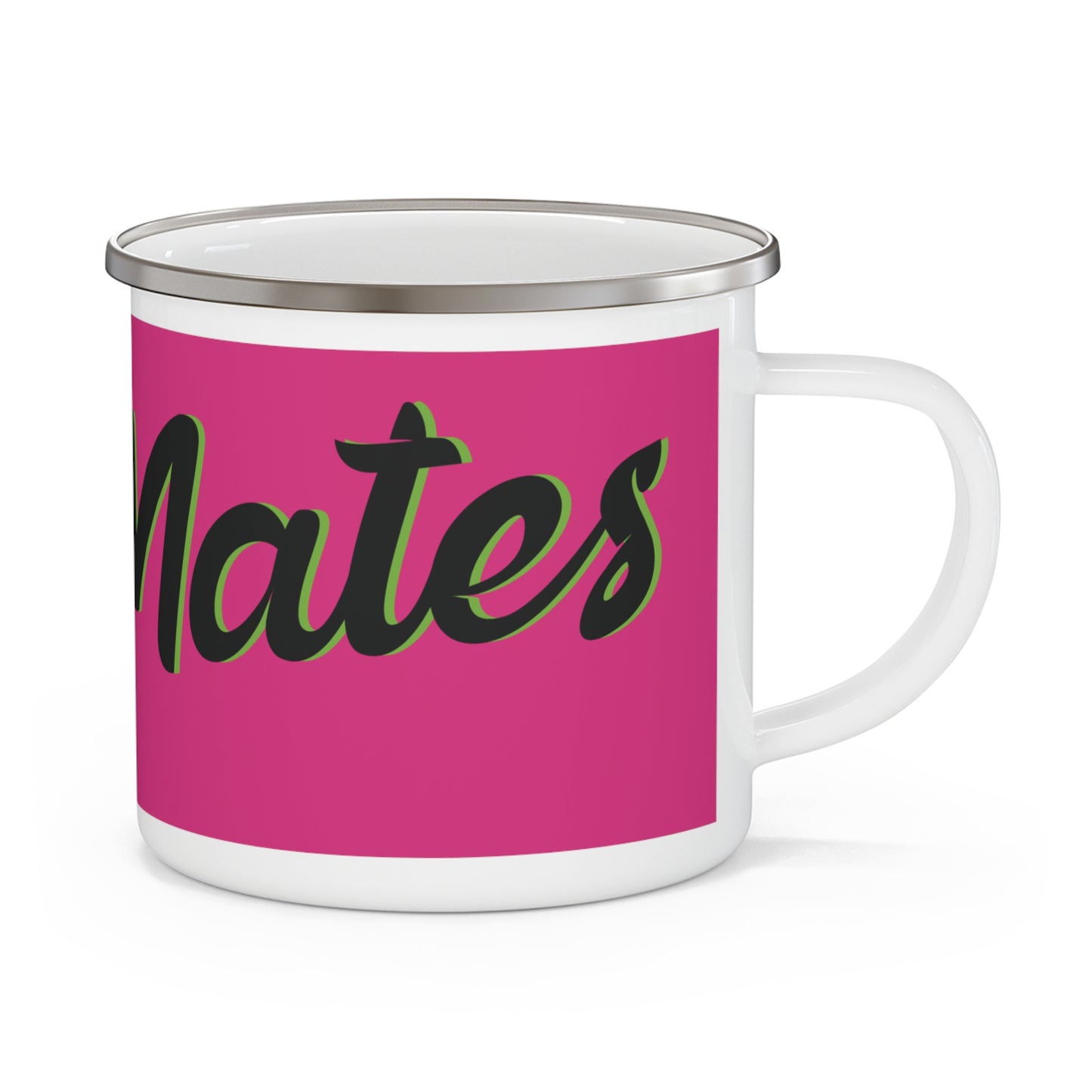 Enamel Camping Mug 12oz (350ml) | Fuchsia & Black RevelMates Design