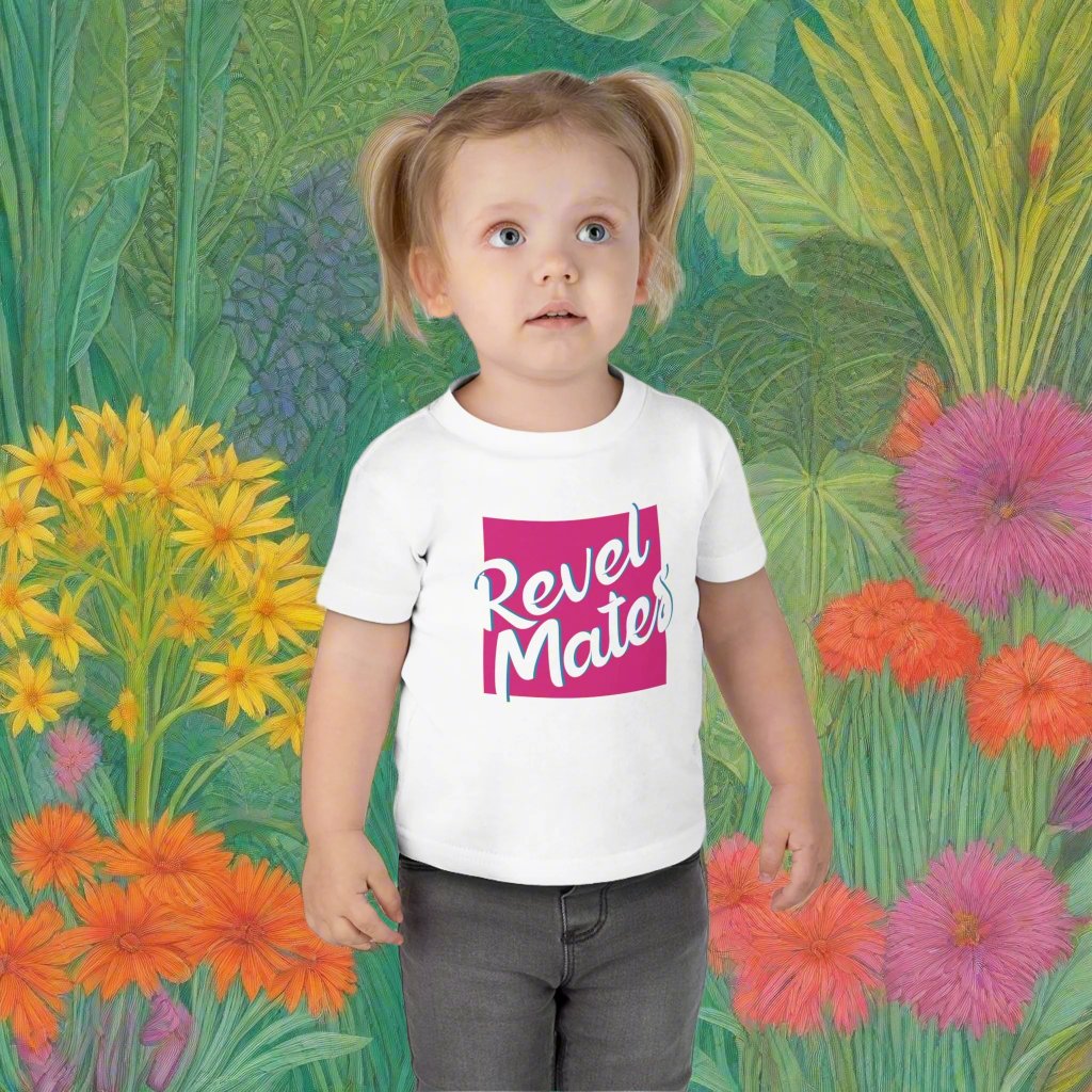 Unisex Infant Fine Jersey T-Shirt | 6M-24M | Fuchsia & White RevelMates Square Design | 4 colors