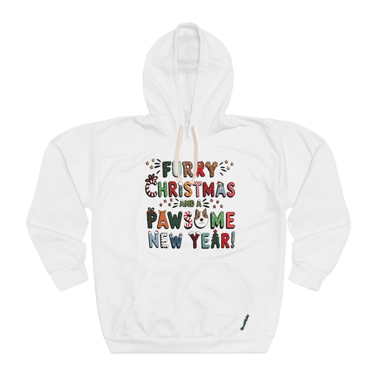 Unisex Cut & Sew Pullover Hoodie | All Over Print Hoodie | Furry Christmas Design | 8 colors