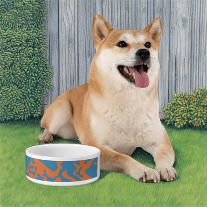 Pet Bowl 16oz (473ml) | Camouflage Blue & Orange Design