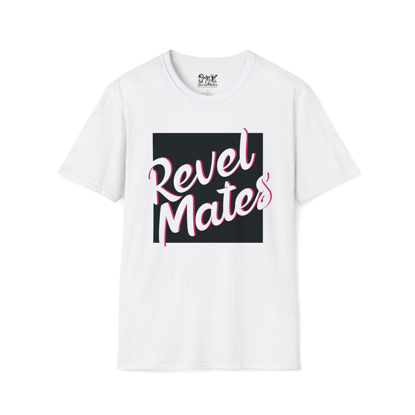 Unisex Softstyle T-Shirt | Black & White RevelMates Square Design | 4 colors