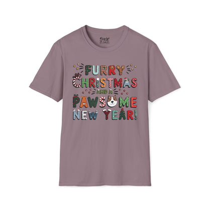 Unisex Softstyle T-Shirt | Solid Colors V.2 | Furry Christmas Design | 15 colors