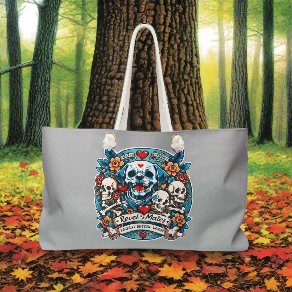 Weekender Beach Bag | All Over Print Bag | Dog Skull Tattoo Design | 4 colors