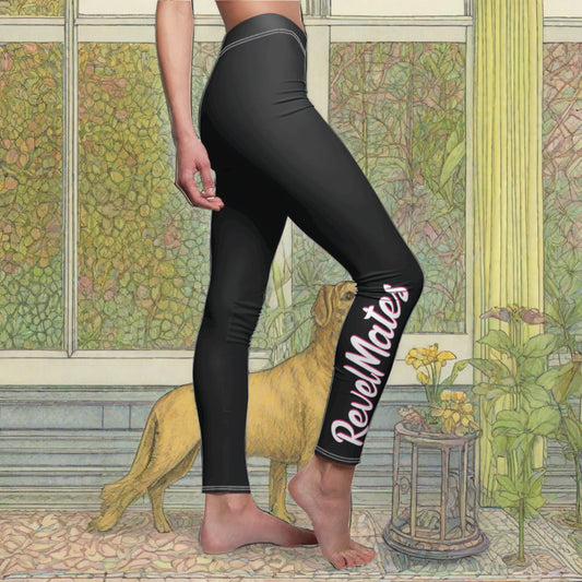 Women's Cut & Sew Casual Leggings | Black & White RevelMates Design