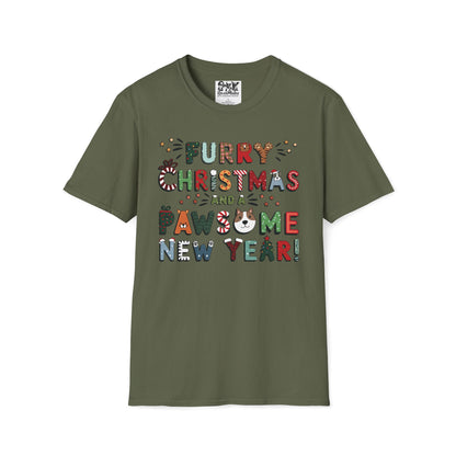 Unisex Softstyle T-Shirt | Solid Colors V.1 | Furry Christmas Design | 14 colors