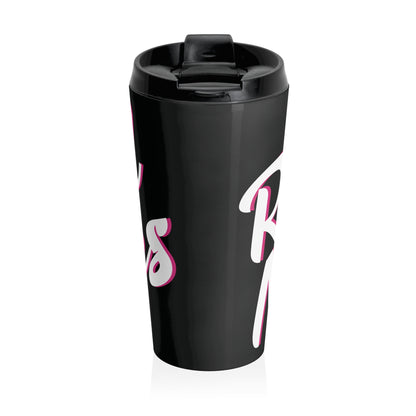 Stainless Steel Travel Mug With Cup 15oz (440ml)| Black & White RevelMates Design