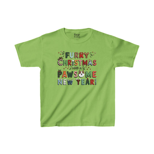 Youth Unisex Heavy Cotton T-Shirt | Furry Christmas Design | 20 colors